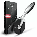 VALUXE® Pizzaschneider aus Edelstahl - Pizzaroller scharf & spülmaschinenfest - Professioneller Pizza-Cutter Roller inkl. Klingenschutz - Pizzamesser Rad