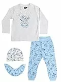 United Labels Disney Lilo & Stitch Baby Set - Ohana Unisex Oberteil Pullover mit Hose, Mütze & Halstuch 4-Teiler Grau/Blau (Grau/Blau, 86-92)
