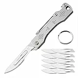 BEEK Klappmesser Skalpell mit 10 auswechselbare Klingen Figur 23, Mini Taschenmesser mit Clip, Schlüsselanhänger Messer, EDC Messer für Outdoor, Camping, Geschenk für Männer