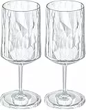 koziol Superglas Club No. 4, 2 Stück, 300 ml, Wein- & Aperitif-Glas mit Stiel aus kristallklarem Kunststoff, luxuriös, unzerbrechlich, wiederverwendbar, Party, Camping, 2er Set