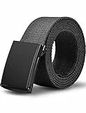 LXMY Gürtel Herren, Stufenlos Verstellbar Ohne Löcher, Canvas Stoff Outdoor Business Arbeitsgürtel Passt Überall Hin (Schwarz)