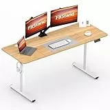 FitStand FQ1 160x60cm höhenverstellbarer Schreibtisch Electric Lift Desk mit Tischplatte, Stehpult, Lift Computertisch mit Haken, Kindersicherung, Memory-Funktion für Büro und Zuhause - Ahorn