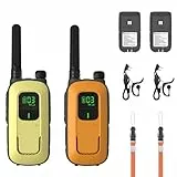 Radioddity PR-T3 Walkie Talkie PMR446 Funkgerät VOX mit 16 Kanäle Taschenlampe 4KM Reichweite Aufladbar Akkus für Abenteuer, Outdoor, Camping, 2 Stücke(Orange & Gelb)
