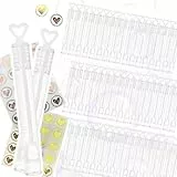 CUEMOON 100 x Seifenblasen, mit Herzgriff für Hochzeit Wedding Bubble, Spielzeug Kinder Blasen, Wedding Bubbles mit für Gastgeschenke Dekorationen, 100 kostenlose Liebesaufkleber