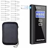 Swetfela Alkoholtester mit 10 Mundstücken & Tragetasche - Präziser Tragbarer Alkotester, Digitales LCD Messgerät, 50 Speicherplätzen Alkoholmessgerät für Haushalt/Privat Partys