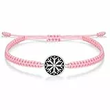 J.Endéar Viking Kompass Armband für Damen und Herren, Silber 925, Handgefertigtes Filigran Armband Rosa, Nordisch Vintage Schmuck für Jungen