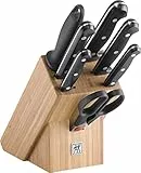 ZWILLING Twin Chef Messerblock, 8-teilig, Bambusblock, Messerset, Wetzstab und Schere, Rostfreier Spezialstahl/Kunststoff-Griff im Nietendesign, Schwarz