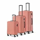 Travelite 4-Rad Koffer Set 3 teilig Größen L/M/S, Gepäck Serie Bali: ABS Hartschalen Trolleys mit TSA Kombinationsschloss (Handgepäck Koffer ohne TSA)