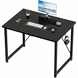 Devoko Schreibtisch 100x60x75 cm | Kleiner Computertisch mit verstellbaren Füßen & Haken | 60 kg Tragkraft, wasserfest | Für modernes Homeoffice | Schwarz