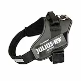 IDC Powergeschirr, L, Schwarz-Grau - Reflektierendes Hundegeschirr mit Logo-Feld, verstellbar, atmungsaktiv, Bewegungsfreiheit, Oeko-TEX Zertifiziert, für kleine, mittlere & große Hunde