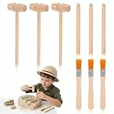 Homoyoyo 3 Sätze Ausgrabungsset Für Jungen und Mädchen, Holz-Grabwerkzeuge Für Jungen und Mädchen Ausgrabungswerkzeug-Set Für Kleiner Pinsel Meißelhammer Lernspielzeug Rock-Geographie-Set Edelsteine
