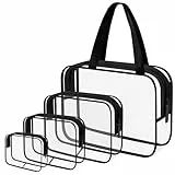 Lermende Transparente Reise Kulturtasche, Kosmetiktasche für Frauen, passende Tasche in verschiedenen Größen Make-up Tasche, 4er-Pack Schwarz, Transparente Reisetaschen.