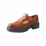 Frauen Plattform Anti-Rutsch Klassiker Runde Zehe Knöchelriemen Komfort Casual Oxford Kleid Arbeit Mary Jane Flache Schuhe