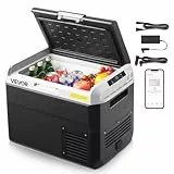 VEVOR Kompressor Kühlbox 30 L, Tragbarer Autokühlschrank mit Einstellbarer Temperatur & App-Steuerung, Kühlschrank 12/24 V DC und 100–240 V AC für Outdoor Camping Reisen und Wohnmobile