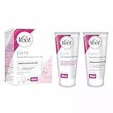 Veet Pure Haarentfernungs-Set Gesicht - Für Oberlippe, Wangen & Augenbrauen, normale Haut - 50 ml Enthaarungscreme, 50 ml Pflegecreme & Spatel
