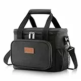 Lifewit 9L Kühltasche klein unterwegs, Isolierte Cooler Bag Lunchtasche faltbar für Herren und Damen, wasserdichte Thermotasche Umhänge für Essen, Bier, Medikamente, Arbeit, Strand, Reise, Schwarz