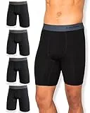 FM London 4er-Pack Bambus Boxershorts Herren, Boxershorts Herren Lang - Superweich, Scheuerfrei, Schweißableitend mit Eingriff