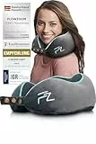 FLOWZOOM Comfy Nackenkissen Flugzeug & Auto - Einstellbares Memory Foam Reisekissen mit flexiblen Druckknöpfen für 360° Stütze, atmungsaktiver weicher Bezug - inkl. Transportbeutel - Grau