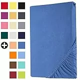 Heim24h Topper Spannbettlaken Spannbetttuch Jersey Bettlaken für Boxspringbett, Royalblau - 180x200x15 cm