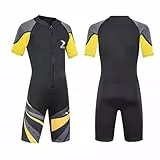 ZCCO Neoprenanzug Kinder, Kids Neoprenanzug 2.5mm Neopren Thermal Badeanzug, Neopren Front Zipper Taucheranzüge Surfen Schwimmen Tauchen Warmhalten für Wassersport,Schwarz S