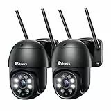 Ctronics 2.5K 4MP Überwachungskamera Aussen WLAN, 2560×1440P PTZ WiFi 2,4/5GHz IP Kamera Outdoor mit Automatische Verfolgung, Personenerkennung, Nachtsicht in Farbe, Zwei-Wege-Audio, Schwarz (2 St)