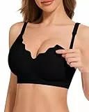 HBselect Still BHS ohne Bügel Seidig Schwangerschaft Mutterschaft BHS Umstands Nahtlos mit zusätzlichen BH-Verlängerung Schlaf BH für Damen Schwarz M