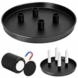 Gucass Magnet Kerzentablett für Advent Ø 25 cm mit 4 magnetischen Metall Kerzenständer Weihnachten Stabkerzenhalter Adventskranz Deko Tablett Festtags Kerzen Ständer, Farbe Schwarz