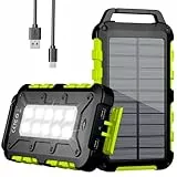 Solar Powerbank 26800mAh, PD15W Tragbare Solar Ladegerät mit Solarpanel USB C Externer Akku Outdoor Wasserdichtes mit LED Taschenlampe und 3 Ausgängen für Camping, Smartphones, Tablets (Grün)