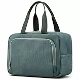 Funtlend Damen Kosmetiktasche Größe (7,8L) - Groß Cord Kulturtasche mit Tragegriff für Makeup,Toilettenartikel,Alltag & Reise(Grün,M)