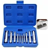 YOFAPA Gewindebohrer Auszieher, 10 Stück Broken Head Screw Bolt Tap Removers Set, Broken Tap Extractor HSS Removal Tools Kit, Stripped Screw Extractors mit Box, 3 Flute & 4 Flute