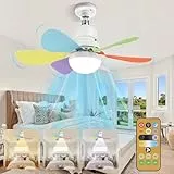 BomKra Deckenventilator mit Beleuchtung und Fernbedienung Leiser - 30W LED Deckenleuchte mit Ventilator, 3 Geschwindigkeiten, 3 Modi Dimmbar, Timer, Lampe mit Ventilator für Schlafzimmer