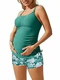 Maacie Eleganterdünner und einfacher Umstands-Tankini-Anzug mit schmaler Taille und Strandbadeanzug