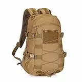 HUNTVP 25L Taktischer Rucksack 1000D Nylon Tactical Daypack Bundeswehr Wanderrucksack MOLLE Kampfrucksack Wasserabweisend für Herren Damen Uni Reise Sport Outdoor Klettern Camping,Braun
