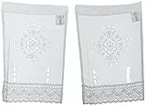 Home fashion FENSTERBILDER LEINENSTRUKTUR Lochstickerei, Stoff, weiß, 45 x 30 cm, 2