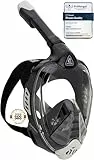 CRESSI Bali Full Face Mask Black/Grey L/XL-Tauchermaske Vollmaske Ultra Klare Polycarbonat Linse, 100% Silikon, Schnorchel Float Ventil, Kamera Halterung, Schwarz/Grau, L/XL, Erwachsene