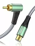 RAWAUX Cinch Verlängerung Kabel 1M, 90 Grad Gewinkelt Cinch Audiokabel Stecker zu Buchse Stereo Subwoofer Kabel für Verstärker, Lautsprecher, Soundbar, Heimkino und HiFi Systeme