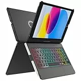 MMK Tastatur Hülle für iPad 10.2 Zoll(9/8/7 Generation), 7 Farben Beleuchtung & Multi Touch Trackpad & Auto Schlaf/Wach Funktion, Flip Stand Gehäuse mit Bleistifthalter, für iPad 10.2(2019/2020/2021)