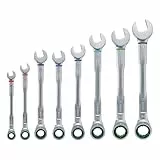 Bosch Schraubenschlüssel/Ratschen-Kombischlüssel-Set, 8-teilig (Ultimativer Komfort durch Kombination aus Maul-und Ratschenschlüssel, hochwertig und rostbeständig; farbcodierte Größenangabe)