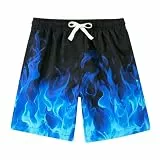 Belovecol Jungen Badehose 3D Blaue Grafik Badehose Sport Lauf Badeanzug Board Shorts für Strand 7-8 Jahre