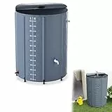 YRHome 500 Liter Faltbare Regentonne Regenwassertonne Regenwassertank UV-stabil & witterungsbeständig Mit Überlaufschutz & seitlicher Skala Kompakt für Garten, Balkon, Camping Anthrazit