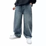 LCpddajlspig Baggy Jeans Jungs: Jeanshose Wide Leg Hose Kleidung Teenager Breite Kinder Hosen Mit Gummizug Stretch Pants Weites Bein Kinderkleidung 4-14 Jahre
