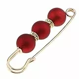 Sharplace Broschen & Anstecknadeln mit Perlen, Damen Sicherheitsnadel Brosche Strass Perle, Modern Broschennadeln für Pullover Hemd Rock Kleid Hose Ärmel Hut Kragen Schal Tasche Dekorationen, Rot