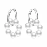JOLCHIF Creolen Ohrringe Perlen Für Damen Große Perlencreolen für Damen Ohrringe Hängend Silber Damenmode-