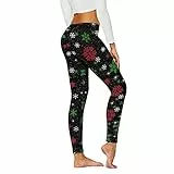 Hose Damen Winter Gefüttert Warm Weihnachts Winterleggins Große Größen Baumwolle Sportleggins Muster Bequeme Leggins Weihnachtsleggings High Waist Herbst Winter Christmas Radlerhosen Strumpfhose
