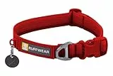 Ruffwear Front Range-Halsband, Hundehalsband mit V-Ring, längenverstellbares Haustier-Hundehalsband, bequemer weicher Stoff, Haustierhalsband mit Hundeleinen-Befestigungsring, Red Canyon 14'-20'