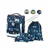 Schneiders 78047-072 - Schulranzen Toolbag Plus Level One, 8-teiliges Set mit Schultasche, Federmäppchen, Schlamper, Sportbeutel, 2 Klett-Motiven und 2 Leuchtstäben