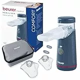 Beurer IH 49 Inhalator, tragbares Inhalationsgerät für Kinder und Erwachsene, bei Erkältung, Asthma und anderen Atemwegserkrankungen, wiederaufladbarer Akku, besonders leise, mit Aufbewahrungstasche