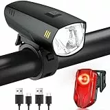 Realky Fahrradlicht Set, StVZO-zugelassen Fahrrad Lichter LED Set, IPX5 Wasserdicht, USB Wiederaufladbar, Fahrradbeleuchtung Set mit Front und Rücklicht, Geeignet für Erwachsene und Kinder