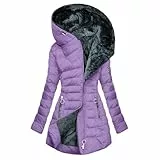 KODMNSW Wintermantel Damen Daunenjacken Warme Winterjacke Retro Parka Daunenmantel Fleecejacke Puffer Mantel Frauen Steppmantel Hybrid Jacke Teddy Jacken Winter Jacket Große Größen Lila S