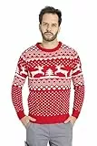 BlauerHafen Men's Christmas Sweater,Crew Neck Warm Knit Pullover for Christmas Warm Knit Sweater Reindeer Long Sleeve Festive Winter Xmas Jumper